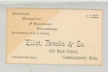Elliot, Brooks & Co. Sanitary, Hydraulic and Railroad Engineers - Copy 4, Perkins Collection 1850 to 1900 Advertising Cards